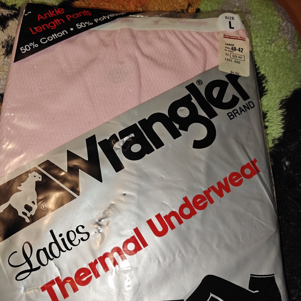 Rare Vintage Wrangler Women's Pink Thermal SZ L